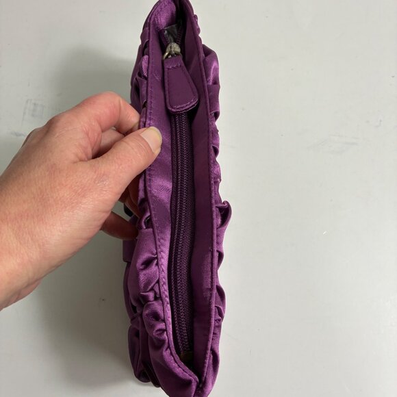 Steve Madden Purple Satin Crystal Embellished Evening Clutch  Glam - Picture 5 of 7